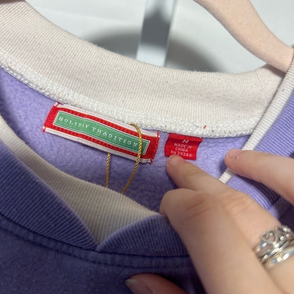 Holiday Tradition Lavender Crewneck Embroidered Snowflake Embellishments - Picture 3 of 9